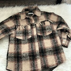 Zara Cream and Brown shirt jacket size 11-12 kids
